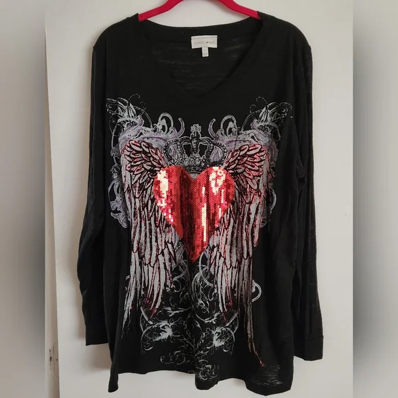 Fashion Bug, 1X, Black/Grey/Red - Picture 1 of 2